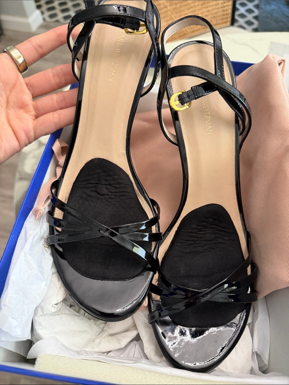 Stuart Weitzman Starla Black Patent Heels